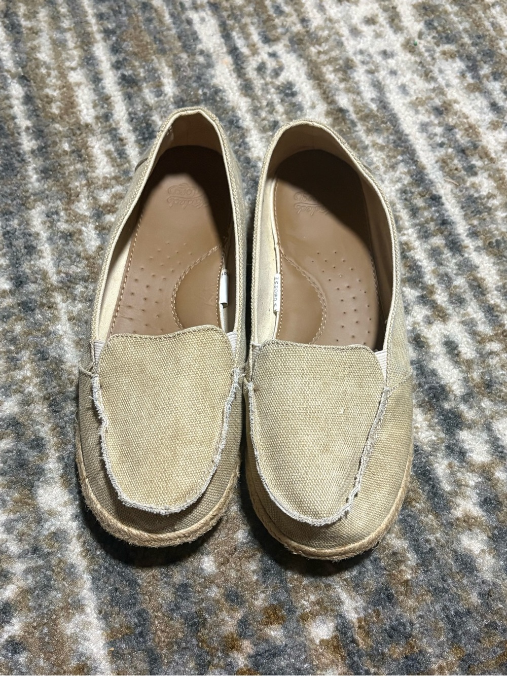 Faded Glory Beige Canvas Slip-On Moccasins